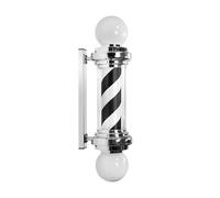Barber Pole, 75cm LED Pole Lamp for Beauty, Hair Salon, Shop, Waterproof Wall Mounted Rotating & Illuminated Strips Lamp,Silver,Black and White