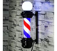 Barber Pole LED Retro Outdoor Wall Light - Traditional Red White Blue Stripes, Waterproof & Energy-Saving Salon Logo, Rotating