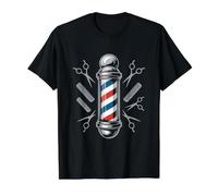 Barber Pole with Scissors and Combs Value Graphic T-Shirt, Men, Black, L