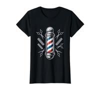 Barber Pole with Scissors and Combs Value Graphic T-Shirt, Women, Black, L