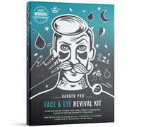 BARBER PRO FACE & EYE REVIVAL KIT 4-in-1 Hydrating Brightening & Rejuvenating Skincare Set For Men Anti-Fatigue Cooling Treatment With Charcoal Chamomile & Soybean Vegan Multi Award Winning Brand