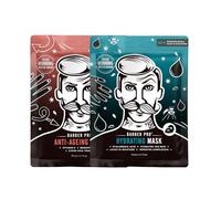 BARBER PRO HYDRATION DUO 2-in-1 Natural Bamboo Face Mask Multipack Hyaluronic Acid Anti-Ageing Vitamin-C Brightens Tones Nourishes Vegan Skincare Multi Award Winning Brand