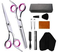 Barber Scissors Professional Hair Cutting Scissors Set 10 PCS Hair Cutting Scissors Thinning Shears Hair Razor Comb Clips Cape Hairdressing Scissors Kit Barber Set Hair Cutting Shears Se