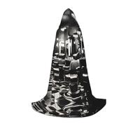 Barber Shop Hooded Cloak Monochrome Print Halloween Witch Costume for Men Women Cosplay Costumes