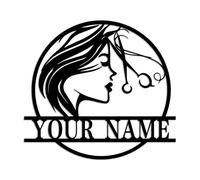 Barber Shop Metal Wall Art, Woman Face Beauty Center Metal Wall Decor,Custom Barber Shop Sign, Personalized Hair Dresser Metal Sign, Hair Salon Sign, Hair Stylist Sign (Barber B)