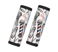 Barber Shop Monochrome, 2 Pcs Luggage Handle Wrap Grips, Comfort Soft Handle Covers Luggage Tag