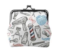 Barber Shop Monochrome Style Coin Purses, Small Card Case Wallet For Men Women For Shopping And Casual Outings, Black, One Size, Art Deco