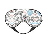 Barber Shop Monochrome Style Night Mask Soft Reversible Eye Cover Adjustable Strap Light Blocking Comfortable Rest