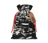 Barber Shop Monochrome Style Print Christmas Bags Holiday Present Drawstring Gift Sacks Birthday Xmas Party Favors