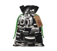Barber Shop Monochrome Style Print Drawstring linen gifts bag for Christmas Party,holiday packaging presents bags.