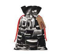 Barber Shop Monochrome Style Print Drawstring linen gifts bag for Christmas Party,holiday packaging presents bags.