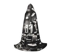 Barber Shop Monochrome Style Print Hooded Wizard Robe Halloween Cloak Medieval Renaissance Cosplay Christmas Party Outfits
