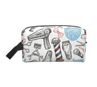 Barber Shop Monochrome Style Print Large Capacity Travel Toiletry Bag Unisex Daily Use Storage Weekend Trips Pouch