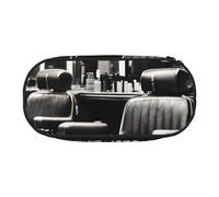 Barber Shop Monochrome Style Print Stylish School Students Pencil Bag Reusable Pens Makeup Toiletry Case Easy Access