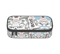 Barber Shop Monochrome Style print unisex pencil pouch, versatile stationery storage bag for office, travel or makeup
