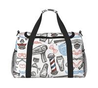 Barber Shop Monochrome Style Print Weekender Bag,Gym Bag with,Carry On Luggage Overnight Weekend Bag