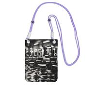 Barber Shop Monochrome Style Printing Universal Crossbody Cell Phone Purse Pack Bag For Outdoor Sports Moblie Phone Carrying Cases
