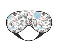 Barber Shop Monochrome Style Soft Sleep Mask Adjustable Strap Light Blocking Reversible Comfortable Night Mask
