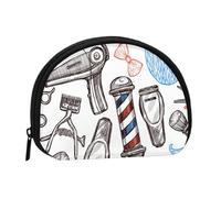 Barber Shop Monochrome, Women's Storage Bag Shell Makeup Bag Small Coin Purse Shell Change Pouch