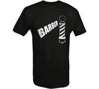 Barber Shop Pole Haircut Mens T-Shirt Printed Graphic Top Unisex Black Tee XL