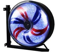 Barber Shop Pole LED Barber Pole Outdoors 27”/38”LED Barber Pole Windmill Round Light Rotating Spinning Red White Blue Strips Hairdressing Salon Electric Open Sign Wall Lamp Barber Shop Pole