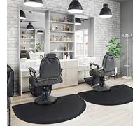 Barber Shop Salon Floor Chair Mat - Black Semi Circle Hair Stylist Station Anti Fatigue Mats - 3x4 - 1/2" Thick