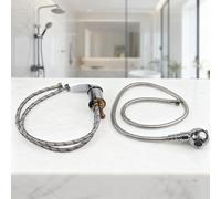 Barber Shop Shampoo Bed Faucet, Hot and Cold Water Mixer with 60cm Water Pipe & 110cm Shower Hose Set, Zinc Alloy Construction for Salon or Home Use