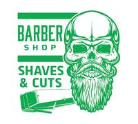 Barber Shop Shaves Cuts Bearded Skull Wall Decals 72x72.7cm Personalized Customization Green
