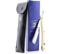 Barber Straight Razor with Leather Pouch | Folding Cut Throat Razor with Plastic Handle, Beard & Moustache Grooming Tool for Close Shave Precision Styling