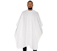 Barber Strong The Barber Cape Haircut Cover for Men, Hair Repelling and Static-Reducing Material, Flexible Elastic Neckband, Water Resistant Fabric, Oversized for Complete Coverage - White 24K Gold