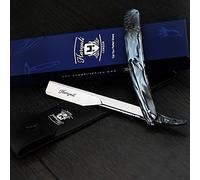 Barber Style Mens Shave Razor/Straight Cut Throat Razor in Black and White Comes with Leather Pocket (No Blade Supplied)