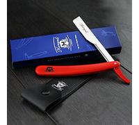 Barber Style Mens Shaver Razor/Straight Cut Rozzor, Red comes with Leather Pocket (No Blade)