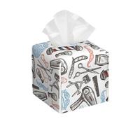 Barber Supplies Pattern Print Tissue Box Cover Waterproof Square Design Home Bathroom Kitchen Office Organizer
