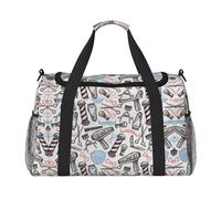 Barber Supplies Pattern Print Weekender Bag,Gym Bag with,Carry On Luggage Overnight Weekend Bag, Holdall Handbag