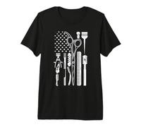 Barber Tools American Flag Scissors Comb Graphic Premium T-Shirt