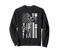 Barber Tools American Flag Scissors Comb Graphic Sweatshirt