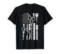 Barber Tools American Flag Scissors Comb Graphic T-Shirt