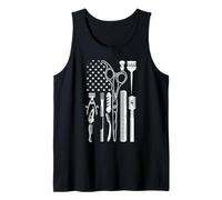 Barber Tools American Flag Scissors Comb Graphic Tank Top