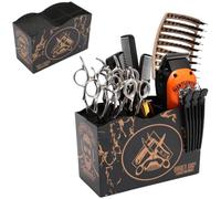 Barber Tools Holder, Barber Scissors Holder Box, Professional Scissor Holder Storage, Shear Holder, Hairdressing Storage Box Desktop Organizer, for Hairstyling Hair Clipper Brushes Combs Clips (Black)