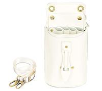 Barber Waist Pouch, Genuine Leather Salon Barber Hairdressing Belt Scissors Bag for Combs Scissor with Adjustable(White)