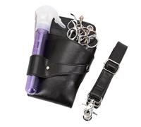 Barber Waist Pouch Hairdressing Scissor Bag Pouch Hair Stylist PU Leather Belt Holster Pouch For Salon Comb Barber Toolkit Lightweight Multi Pocket(Black)