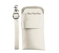 Barber Waist Pouch, Leather Bag Clips Comb Case Hairdressing Barber Hair Scissor Holster Pouch Holder Tool Salon Waist Pack Belt(White)