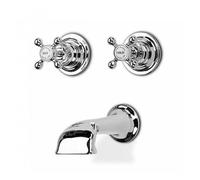 Barber Wilsons 3 Hole Wall Mounted Bath Filler Tap - TT3450SET Finish: Weathered Bronze, Tap Head Style: China Lever