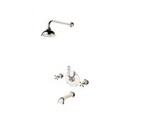 Barber Wilsons Concealed Bath Tap & Shower Head Mixer Set - R3452SET Finish: Inca, Tap Head Style: China Lever