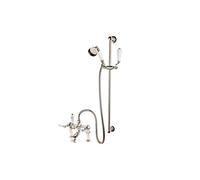 Barber Wilsons Deck Mounted Bath Shower Mixer & Slider Rail - R4305 Finish: Inca, Tap Head Style: Crosshead Traditional Washer (full turn), Shield