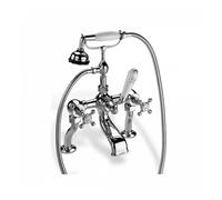 Barber Wilsons Deck Mounted Bath Shower Mixer Tap With Hand Shower & Cradle - R4300 Finish: Chrome, Tap Head Style: Crosshead Traditional Washer (