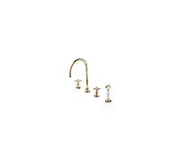 Barber Wilsons Kitchen Sink Mixer Tap With Handspray & Flexible Hose - R1040 Finish: Inca, Tap Head Style: Crosshead Ceramic Disc (1/4 turn), Shie