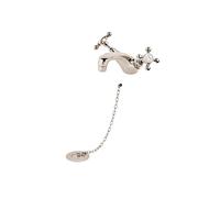 Barber Wilsons Monobloc Basin Mixer Tap With Plug, Chain, Waste and Stay - R6472 Finish: Polished Brass, Tap Head Style: Crosshead Traditional Washer