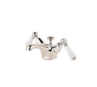Barber Wilsons Monobloc Basin Mixer Tap With Pop Up Waste - 6475 Finish: Satin Nickel, Shield Under Tap Head: With Shield - 1900s, Tap Head Style: Chi