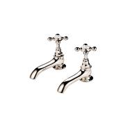 Barber Wilsons Pair Of Basin Pillar Taps - 2123/2124/2125 Finish: Inca, Nose Length: 5 Inch Nose - 2125, Tap Head Style: Metal Lever Ceramic Disc (1/4